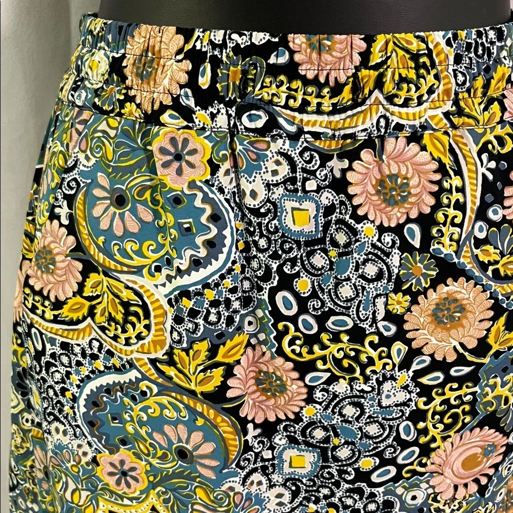 LOFT Multicolor Paisley Print Pull-On Skirt